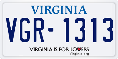 VA license plate VGR1313