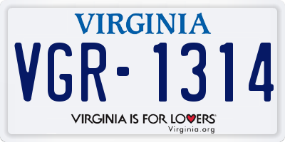VA license plate VGR1314