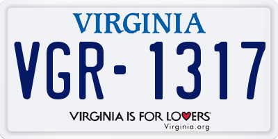 VA license plate VGR1317