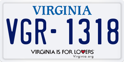 VA license plate VGR1318