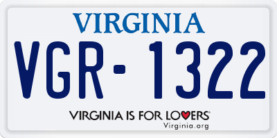 VA license plate VGR1322