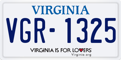 VA license plate VGR1325