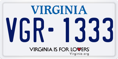VA license plate VGR1333