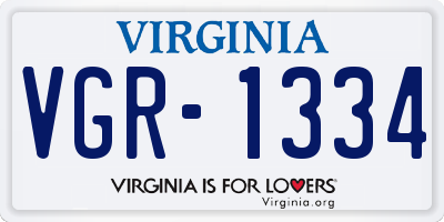 VA license plate VGR1334