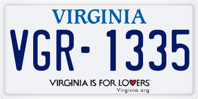 VA license plate VGR1335