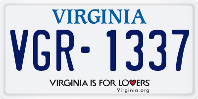 VA license plate VGR1337