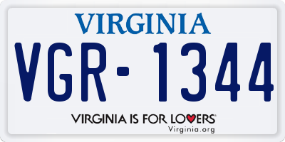 VA license plate VGR1344