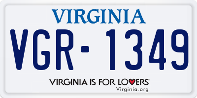 VA license plate VGR1349