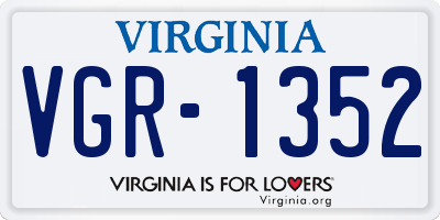 VA license plate VGR1352