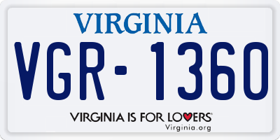VA license plate VGR1360
