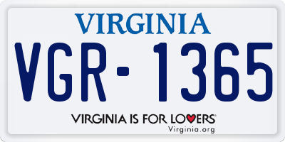 VA license plate VGR1365