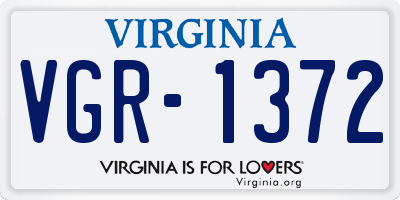 VA license plate VGR1372