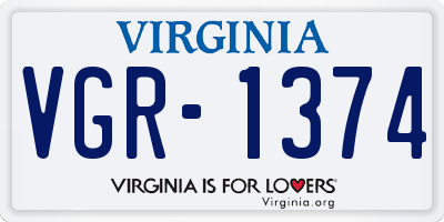 VA license plate VGR1374