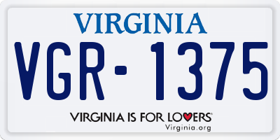 VA license plate VGR1375