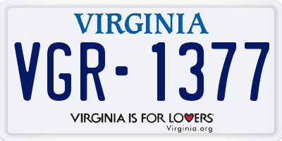 VA license plate VGR1377