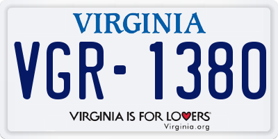 VA license plate VGR1380