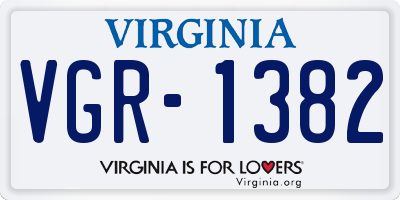 VA license plate VGR1382