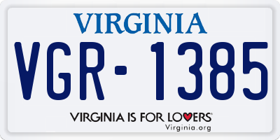 VA license plate VGR1385