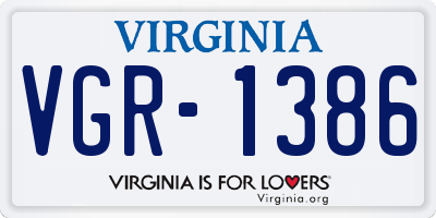 VA license plate VGR1386