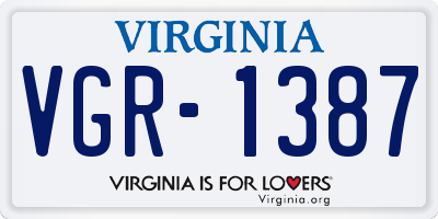 VA license plate VGR1387