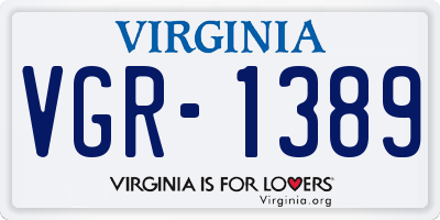 VA license plate VGR1389