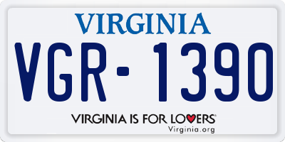VA license plate VGR1390
