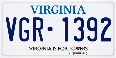VA license plate VGR1392