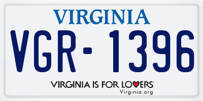 VA license plate VGR1396