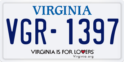 VA license plate VGR1397