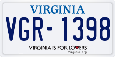 VA license plate VGR1398