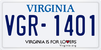 VA license plate VGR1401