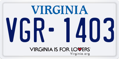 VA license plate VGR1403