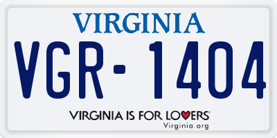 VA license plate VGR1404
