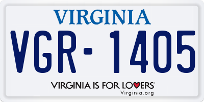 VA license plate VGR1405