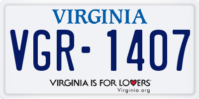 VA license plate VGR1407