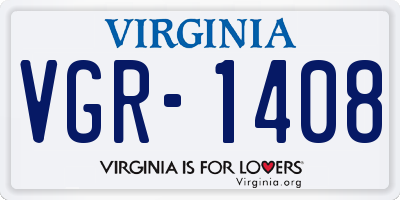 VA license plate VGR1408