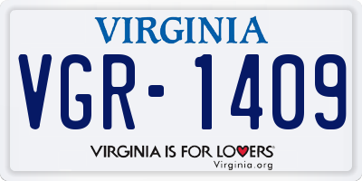 VA license plate VGR1409
