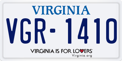 VA license plate VGR1410