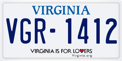 VA license plate VGR1412