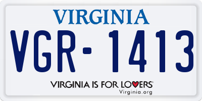 VA license plate VGR1413