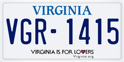 VA license plate VGR1415