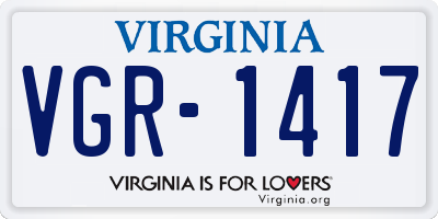 VA license plate VGR1417
