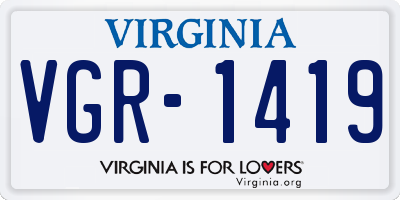 VA license plate VGR1419