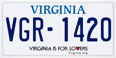 VA license plate VGR1420