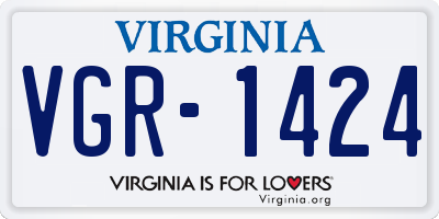 VA license plate VGR1424