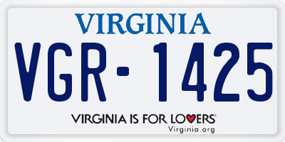 VA license plate VGR1425