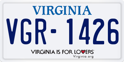 VA license plate VGR1426