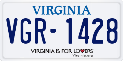 VA license plate VGR1428