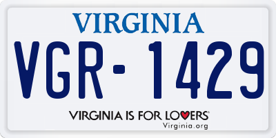 VA license plate VGR1429