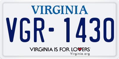 VA license plate VGR1430